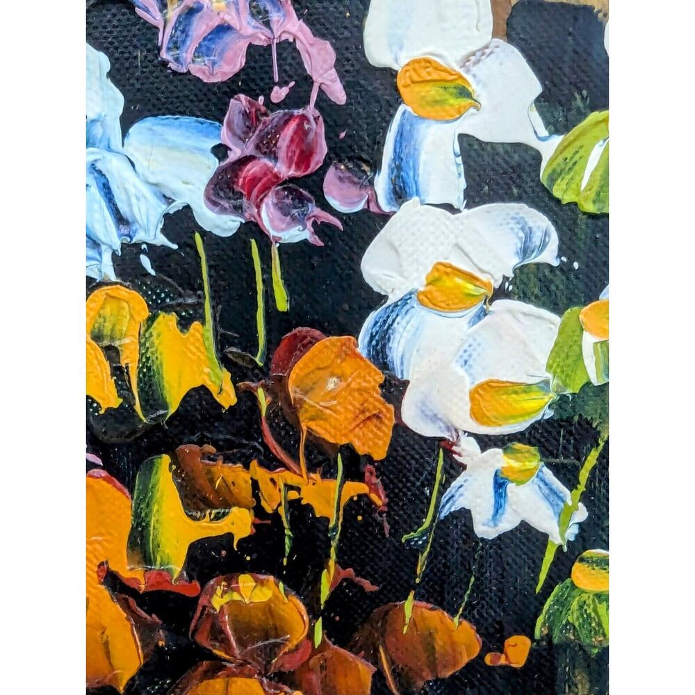 Vintage Still Life Floral Oil Painting Framed 12 X 14 In impressionist moody - Picture 2 of 3